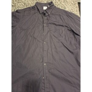 ROWM Mens Charcoal‎ Gray Micro Ribbed Button Down Shirt 2XT Tall Long Sleeve